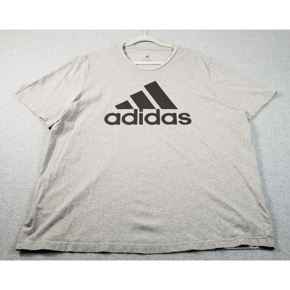 Adidas T-Shirt Mens 2XL XXL Black Gray Graphic Logo Short Sleeve‎ Activewear Tee